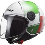 LS2 OF558 Jethelm Sphere Lux Firm glans wit groen rood italia LS2 OF558 Jethelm Sphere Lux Firm glans wit groen rood italia