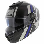 Shark Spartan RS carbon Shawn motorhelm mat zwart blauw zilver Shark Spartan RS carbon Shawn motorhelm mat zwart blauw zilver