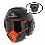 Shark Street Drak helm mat zwart oranje - Special Edition met gratis extra zwart antraciet mondstuk Shark Street Drak helm mat zwart oranje - Special Edition met gratis extra zwart antraciet mondstuk