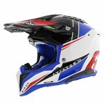 Airoh Helm Aviator 3 AMS² Push glans wit blauw rood Airoh Helm Aviator 3 AMS² Push glans wit blauw rood