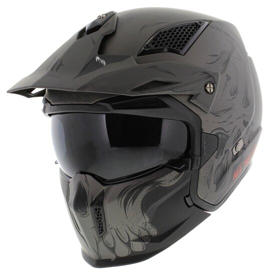 MT Streetfighter SV Darkness helm mat zwart grijs - Maat M